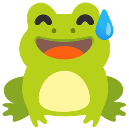 grinning face with sweat and frog
