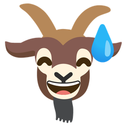 grinning face with sweat and goat