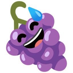 grinning face with sweat and grapes