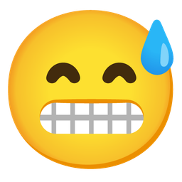 grinning face with sweat and grimacing face
