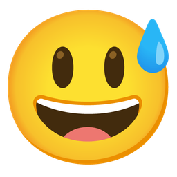 Grinning face with sweat and Grinning face with big eyes