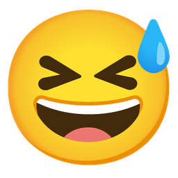 Grinning face with sweat and Grinning squinting face