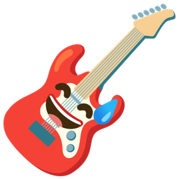 grinning face with sweat and guitar