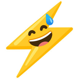 grinning face with sweat and high voltage