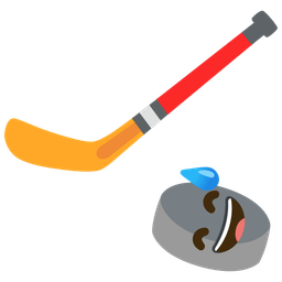 grinning face with sweat and ice hockey