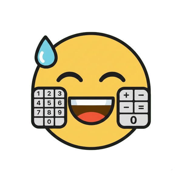 Grinning face with sweat and Input numbers