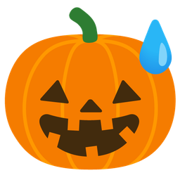 grinning face with sweat and jack-o-lantern