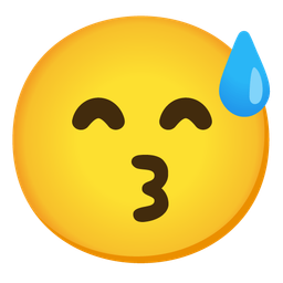 Grinning face with sweat and Kissing face with smiling eyes