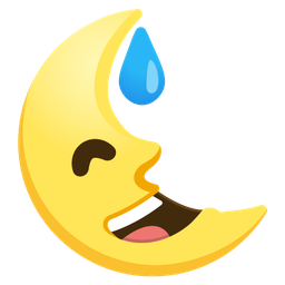 grinning face with sweat and last quarter moon face