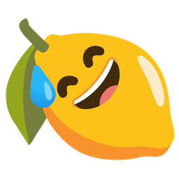 grinning face with sweat and lemon