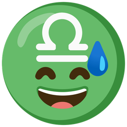 grinning face with sweat and Libra