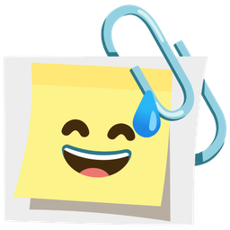 grinning face with sweat and linked paperclips