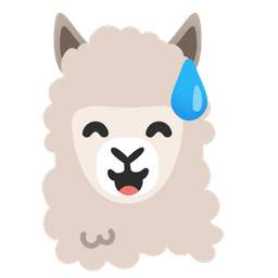 grinning face with sweat and llama