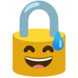 grinning face with sweat and locked