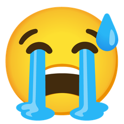 grinning face with sweat and loudly crying face