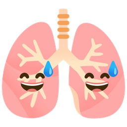 grinning face with sweat and lungs