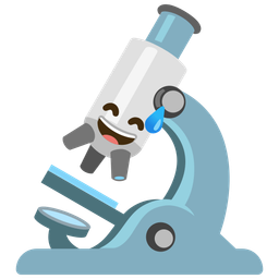grinning face with sweat and microscope