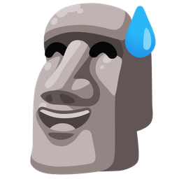 grinning face with sweat and moai