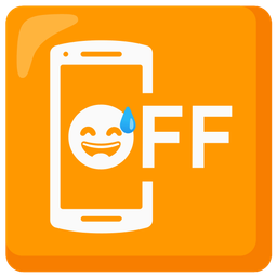 grinning face with sweat and mobile phone off