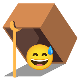 grinning face with sweat and mouse trap