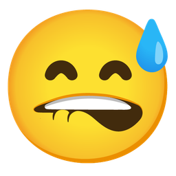 grinning face with sweat and mouth