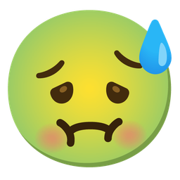 grinning face with sweat and nauseated face