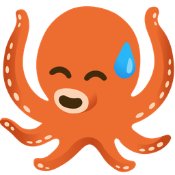 grinning face with sweat and octopus