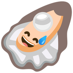 grinning face with sweat and oyster