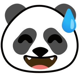 grinning face with sweat and panda