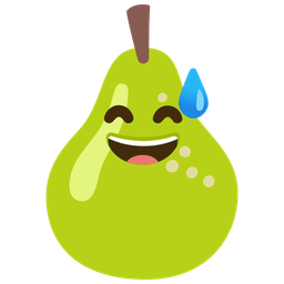 grinning face with sweat and pear