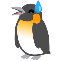 grinning face with sweat and penguin