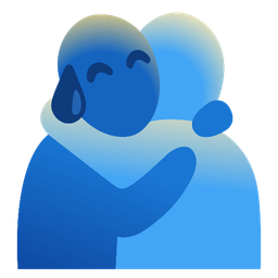 grinning face with sweat and people hugging