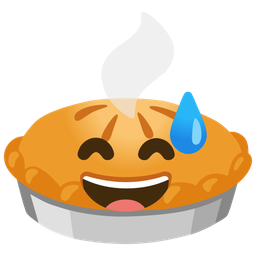 grinning face with sweat and pie