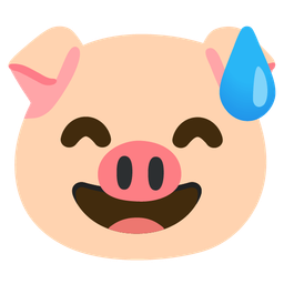 grinning face with sweat and pig face
