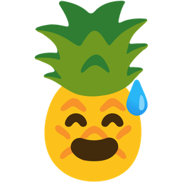 grinning face with sweat and pineapple