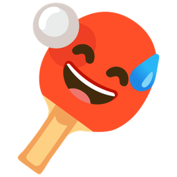 grinning face with sweat and ping pong
