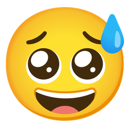 grinning face with sweat and pleading face