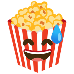 grinning face with sweat and popcorn