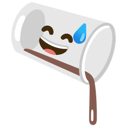 grinning face with sweat and pouring liquid