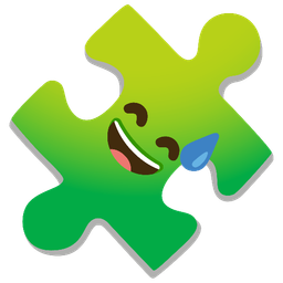 grinning face with sweat and puzzle piece