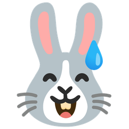 grinning face with sweat and rabbit face
