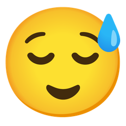 grinning face with sweat and relieved face