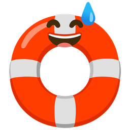 grinning face with sweat and ring buoy