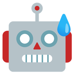 grinning face with sweat and robot