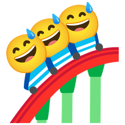 grinning face with sweat and roller coaster