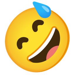 Grinning face with sweat and Rolling on the floor laughing