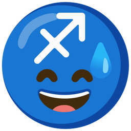 grinning face with sweat and Sagittarius