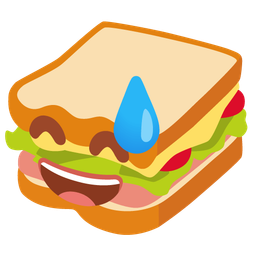 grinning face with sweat and sandwich