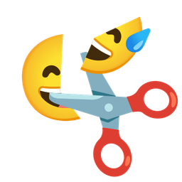 grinning face with sweat and scissors