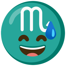 grinning face with sweat and Scorpio